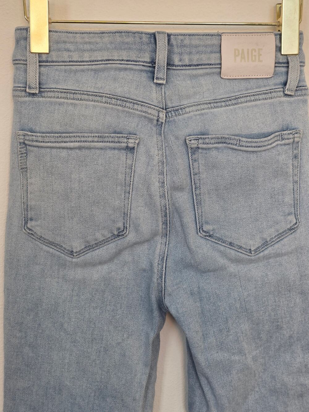 Paige Claudine High Rise Raw Hem Crop Flare Jeans Light Wash Women's Size 26